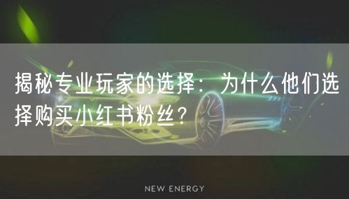 揭秘专业玩家的选择：为什么他们选择购买小红书粉丝？