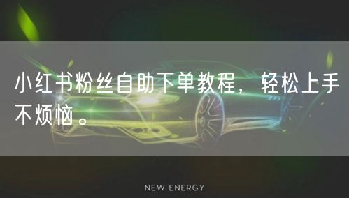 小红书粉丝自助下单教程，轻松上手不烦恼。