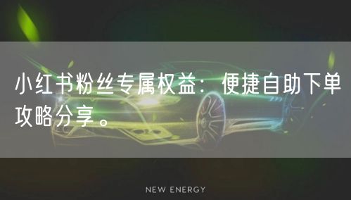 小红书粉丝专属权益：便捷自助下单攻略分享。