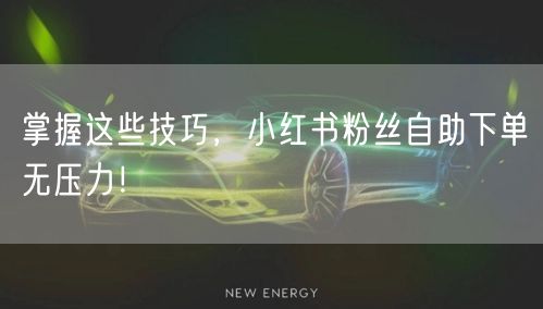 掌握这些技巧，小红书粉丝自助下单无压力！