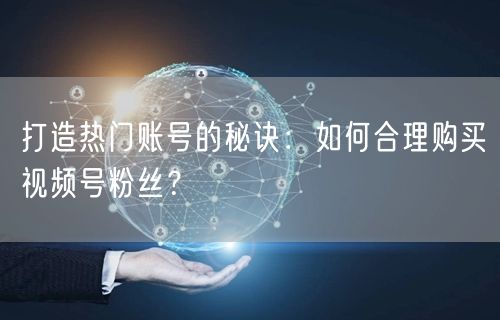 打造热门账号的秘诀：如何合理购买视频号粉丝？