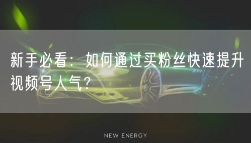 新手必看：如何通过买粉丝快速提升视频号人气？