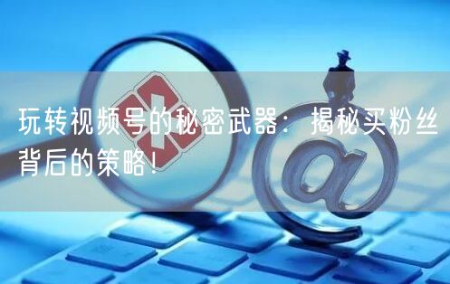 玩转视频号的秘密武器：揭秘买粉丝背后的策略！