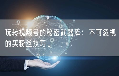 玩转视频号的秘密武器库：不可忽视的买粉丝技巧。