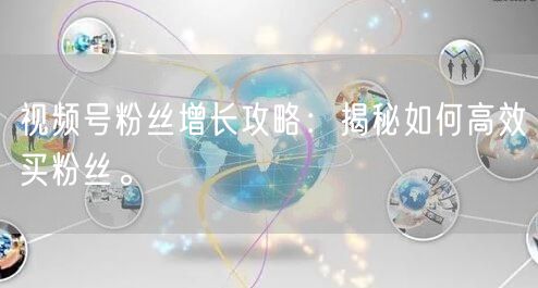 视频号粉丝增长攻略：揭秘如何高效买粉丝。