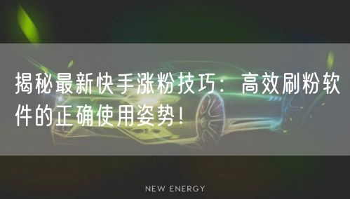 揭秘最新快手涨粉技巧：高效刷粉软件的正确使用姿势！