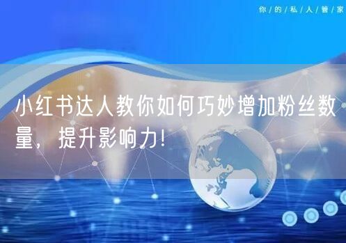 小红书达人教你如何巧妙增加粉丝数量，提升影响力！