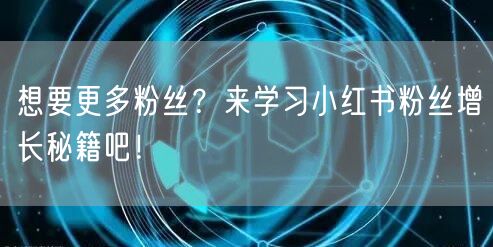 想要更多粉丝？来学习小红书粉丝增长秘籍吧！