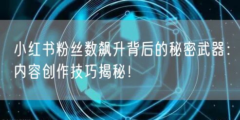 小红书粉丝数飙升背后的秘密武器：内容创作技巧揭秘！