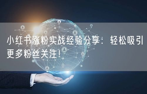 小红书涨粉实战经验分享：轻松吸引更多粉丝关注！