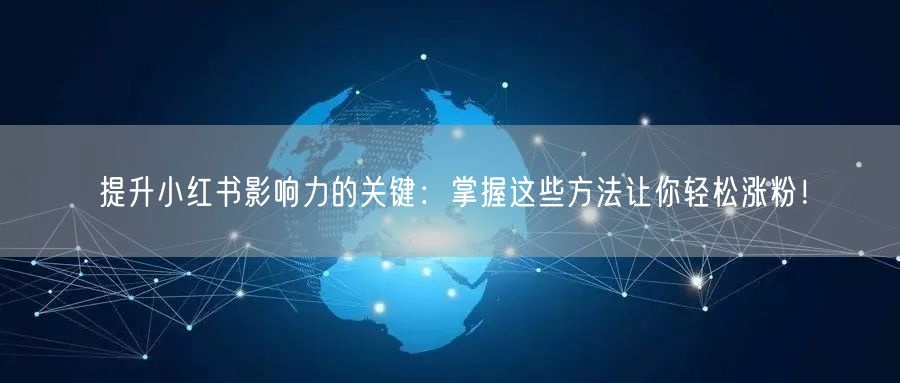 提升小红书影响力的关键：掌握这些方法让你轻松涨粉！