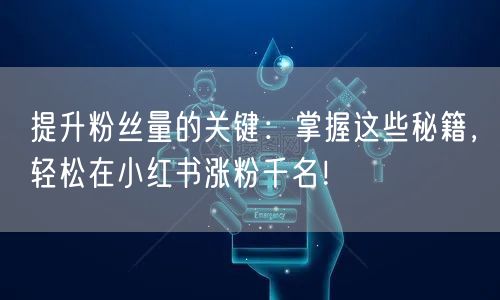 提升粉丝量的关键：掌握这些秘籍，轻松在小红书涨粉千名！