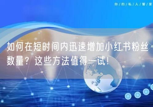 如何在短时间内迅速增加小红书粉丝数量？这些方法值得一试！