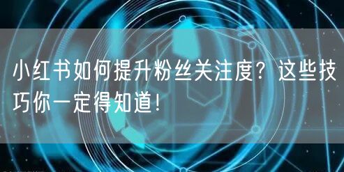 小红书如何提升粉丝关注度？这些技巧你一定得知道！