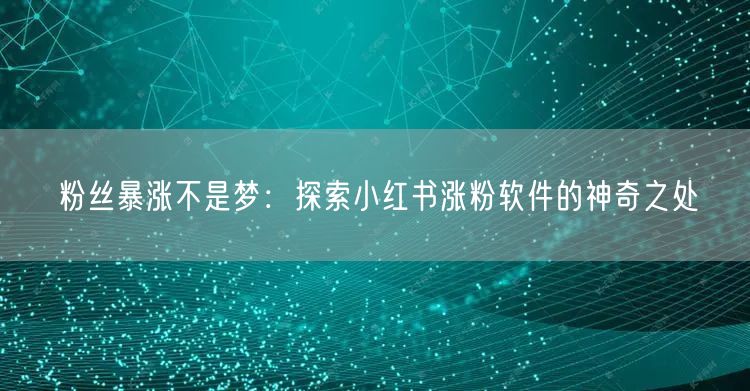 粉丝暴涨不是梦：探索小红书涨粉软件的神奇之处