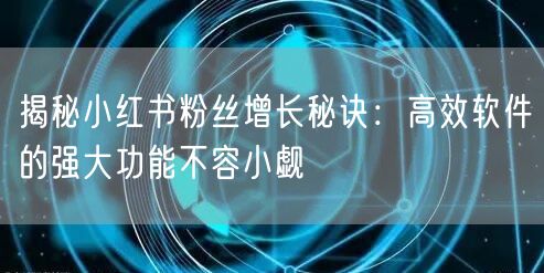 揭秘小红书粉丝增长秘诀：高效软件的强大功能不容小觑