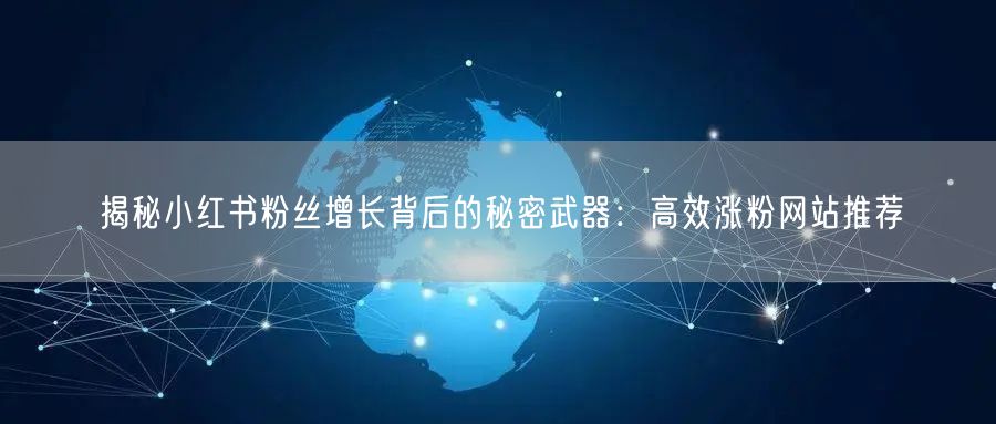 揭秘小红书粉丝增长背后的秘密武器：高效涨粉网站推荐