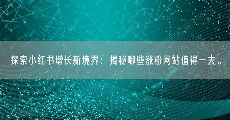 探索小红书增长新境界：揭秘哪些涨粉网站值得一去。