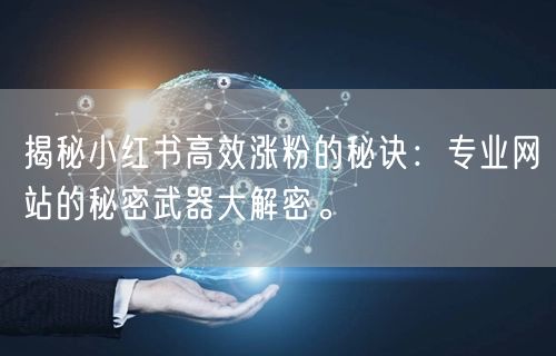 揭秘小红书高效涨粉的秘诀：专业网站的秘密武器大解密。