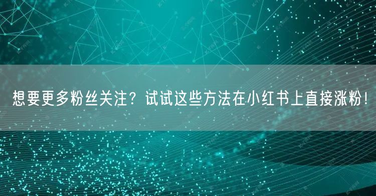 想要更多粉丝关注？试试这些方法在小红书上直接涨粉！