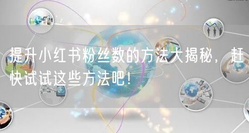 提升小红书粉丝数的方法大揭秘，赶快试试这些方法吧！