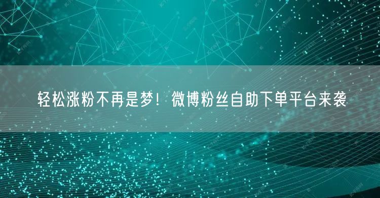 轻松涨粉不再是梦！微博粉丝自助下单平台来袭