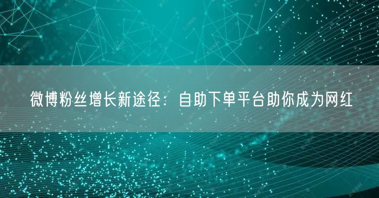 微博粉丝增长新途径：自助下单平台助你成为网红