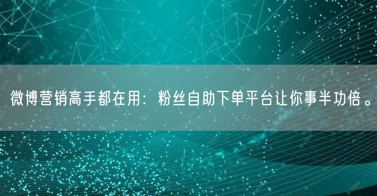 微博营销高手都在用：粉丝自助下单平台让你事半功倍。