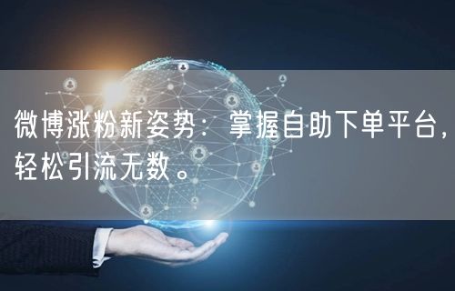 微博涨粉新姿势：掌握自助下单平台，轻松引流无数。