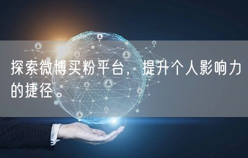 探索微博买粉平台，提升个人影响力的捷径。