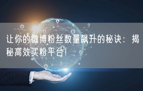 让你的微博粉丝数量飙升的秘诀：揭秘高效买粉平台！