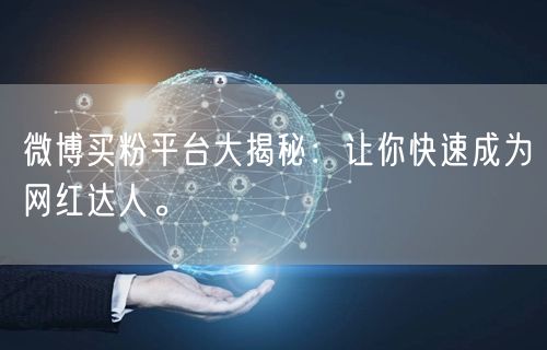 微博买粉平台大揭秘：让你快速成为网红达人。
