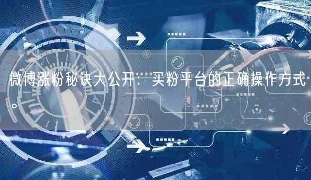 微博涨粉秘诀大公开：买粉平台的正确操作方式。