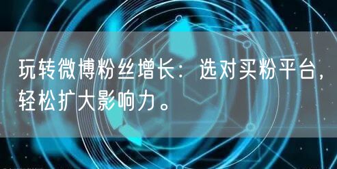 玩转微博粉丝增长：选对买粉平台，轻松扩大影响力。