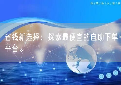 省钱新选择：探索最便宜的自助下单平台。