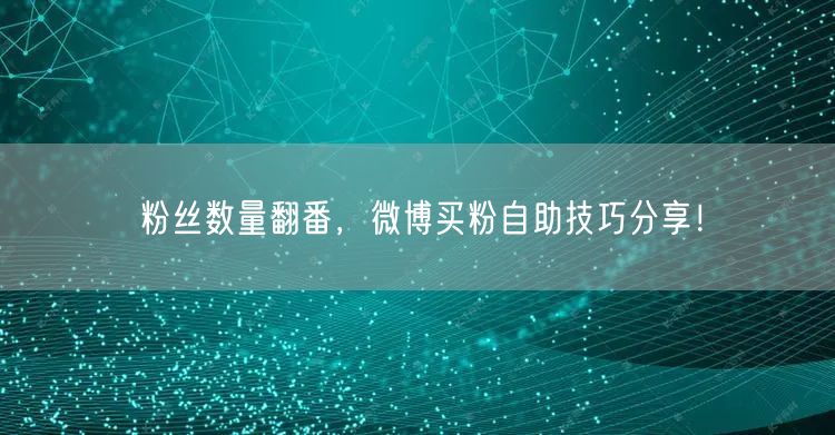 粉丝数量翻番，微博买粉自助技巧分享！