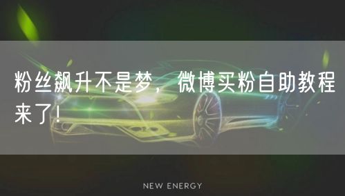 粉丝飙升不是梦，微博买粉自助教程来了！