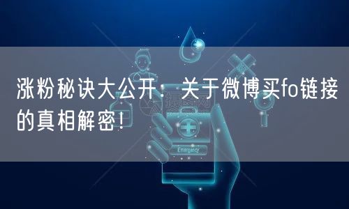 涨粉秘诀大公开：关于微博买fo链接的真相解密！