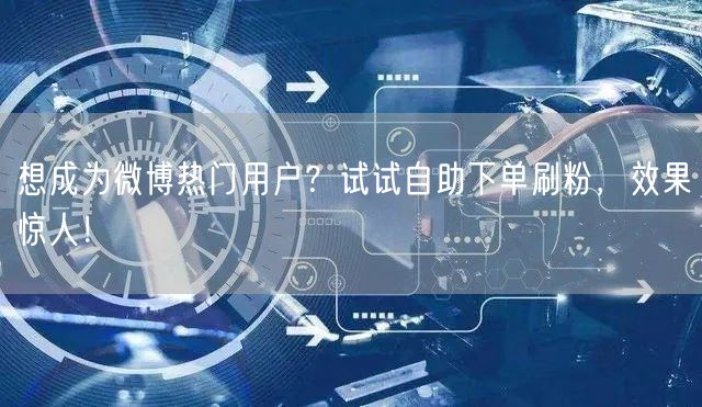 想成为微博热门用户？试试自助下单刷粉，效果惊人！