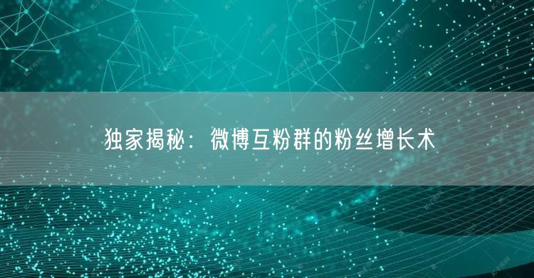 独家揭秘：微博互粉群的粉丝增长术