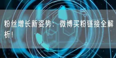 粉丝增长新姿势：微博买粉链接全解析！