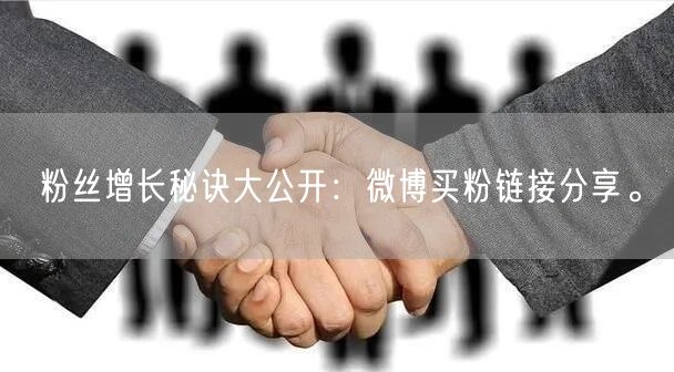 粉丝增长秘诀大公开：微博买粉链接分享。