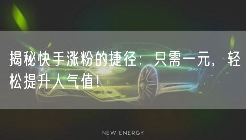 揭秘快手涨粉的捷径:只需一元,轻松提升人气值!