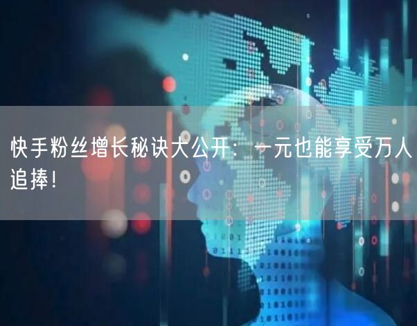 快手粉丝增长秘诀大公开：一元也能享受万人追捧！