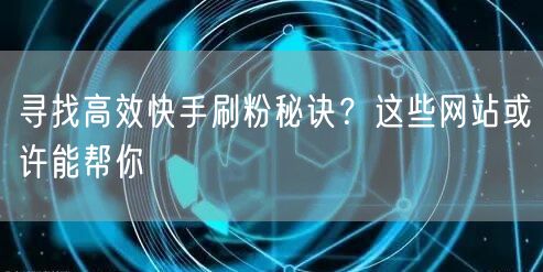 寻找高效快手刷粉秘诀？这些网站或许能帮你