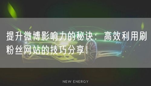 提升微博影响力的秘诀：高效利用刷粉丝网站的技巧分享！