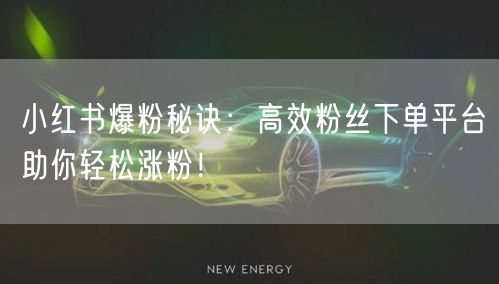 小红书爆粉秘诀：高效粉丝下单平台助你轻松涨粉！