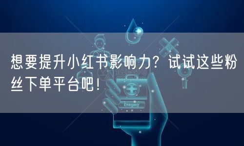 想要提升小红书影响力？试试这些粉丝下单平台吧！