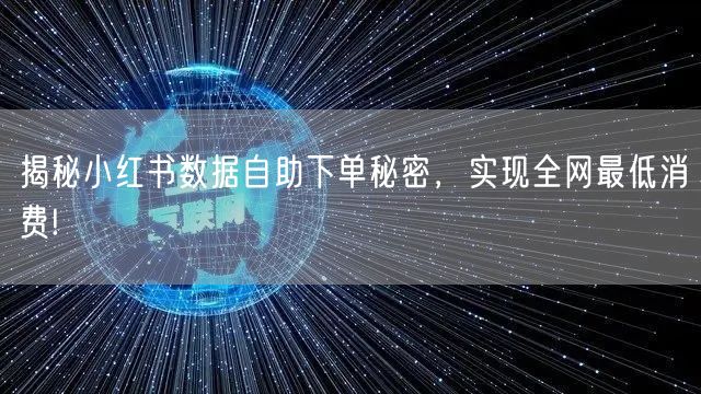 揭秘小红书数据自助下单秘密，实现全网最低消费!